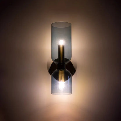 Wandlamp Modern met Dubbele Glazen Cilinderkap en Metalen Fitting