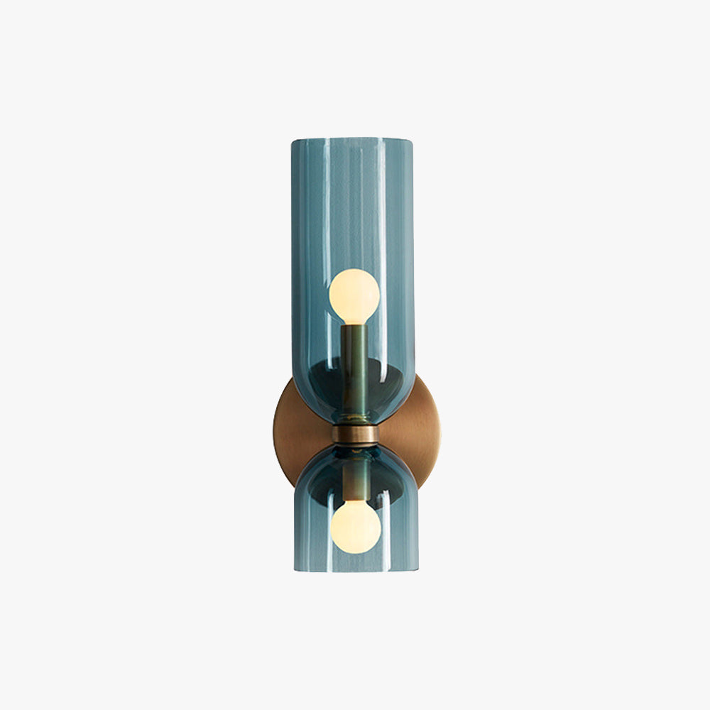 Wandlamp Modern met Dubbele Glazen Cilinderkap en Metalen Fitting