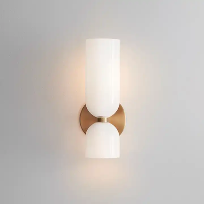 Wandlamp Modern met Dubbele Glazen Cilinderkap en Metalen Fitting