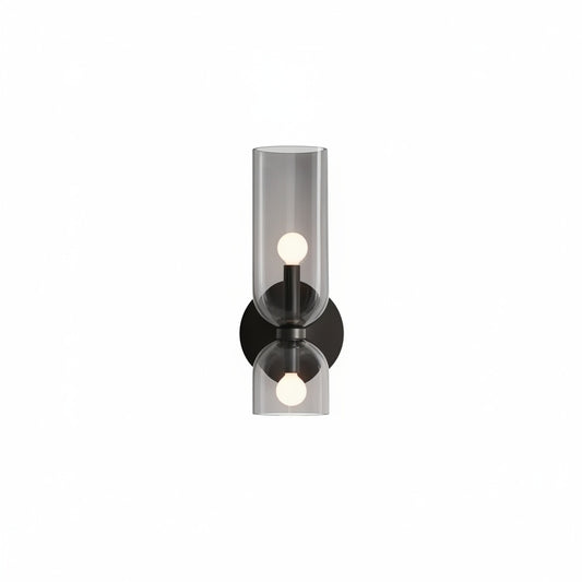 Wandlamp Modern met Dubbele Glazen Kap en Twee Lichtpunten