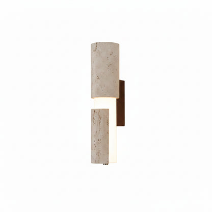 Wandlamp Modern met Dubbele Lichtrichting en Travertijn Cilinders