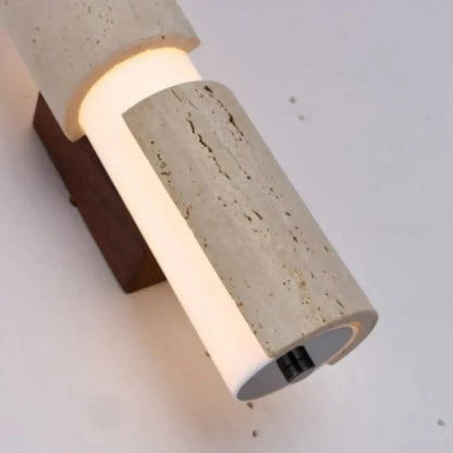Wandlamp Modern met Dubbele Lichtrichting en Travertijn Cilinders