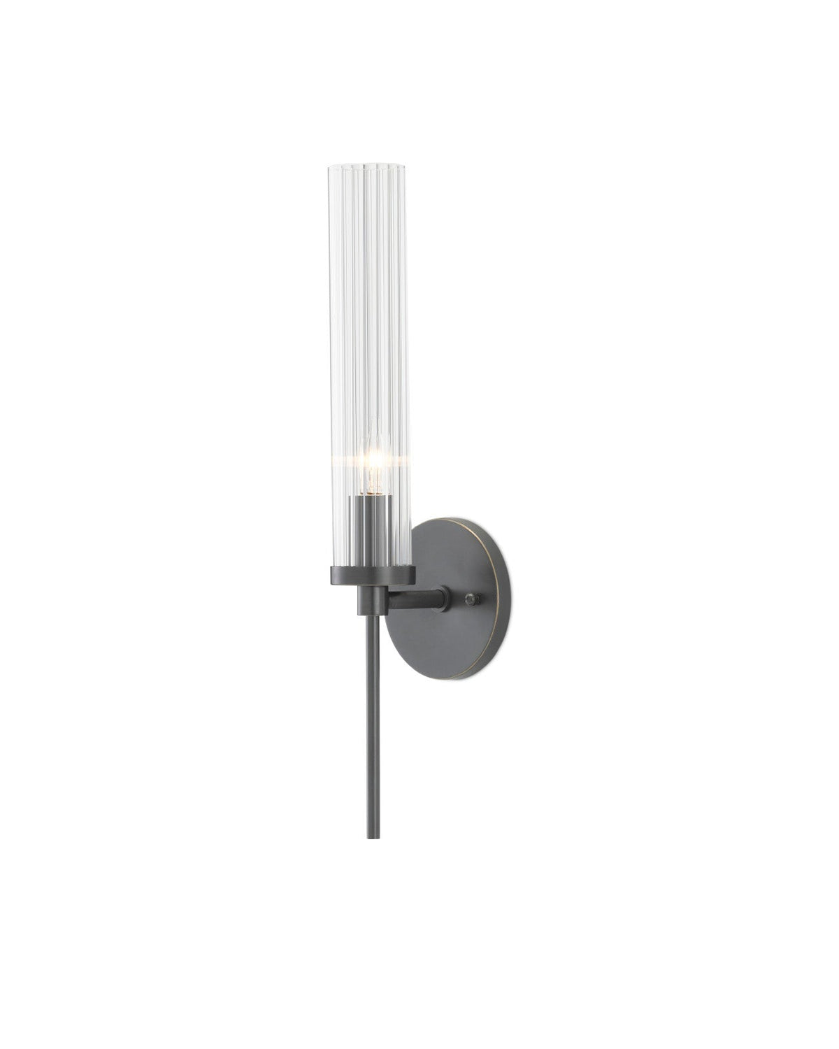 Wandlamp Modern met Geribbelde Glazen Kap en Ronde Wandplaat
