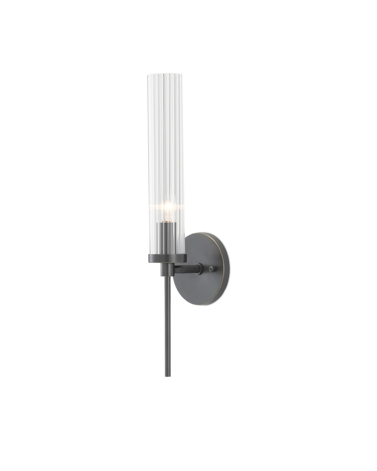 Wandlamp Modern met Geribbelde Glazen Kap en Ronde Wandplaat