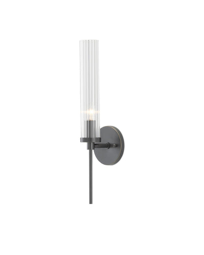Wandlamp Modern met Geribbelde Glazen Kap en Ronde Wandplaat