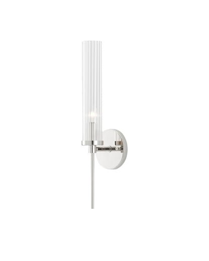 Wandlamp Modern met Geribbelde Glazen Kap en Ronde Wandplaat