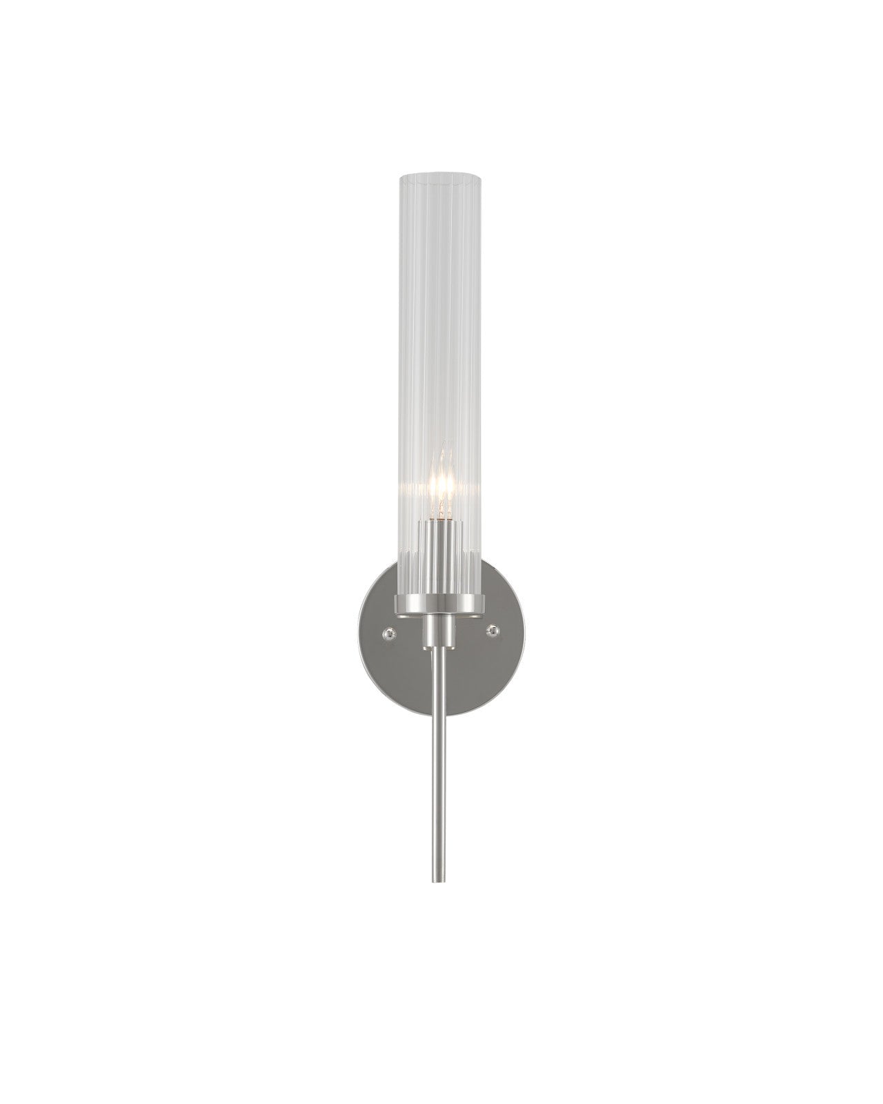 Wandlamp Modern met Geribbelde Glazen Kap en Ronde Wandplaat