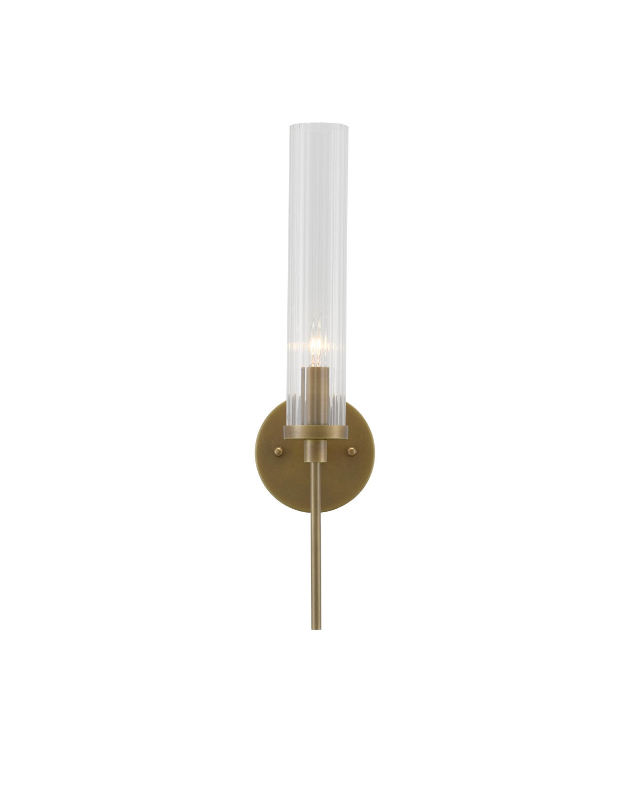 Wandlamp Modern met Geribbelde Glazen Kap en Ronde Wandplaat