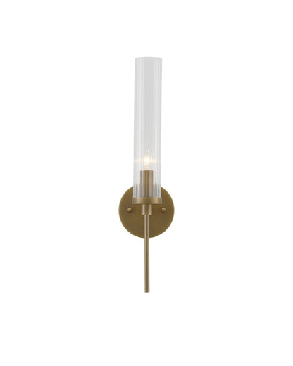 Wandlamp Modern met Geribbelde Glazen Kap en Ronde Wandplaat
