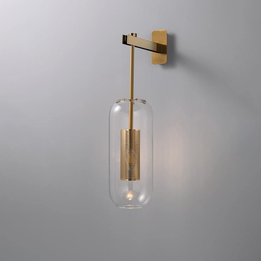 Wandlamp Modern met Glazen Kap en Geperforeerde Metalen Kooi