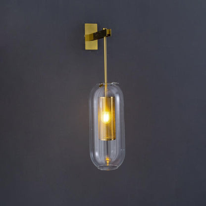 Wandlamp Modern met Glazen Kap en Geperforeerde Metalen Kooi