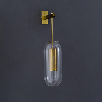Wandlamp Modern met Glazen Kap en Geperforeerde Metalen Kooi