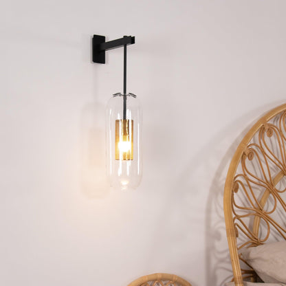 Wandlamp Modern met Glazen Kap en Geperforeerde Metalen Kooi