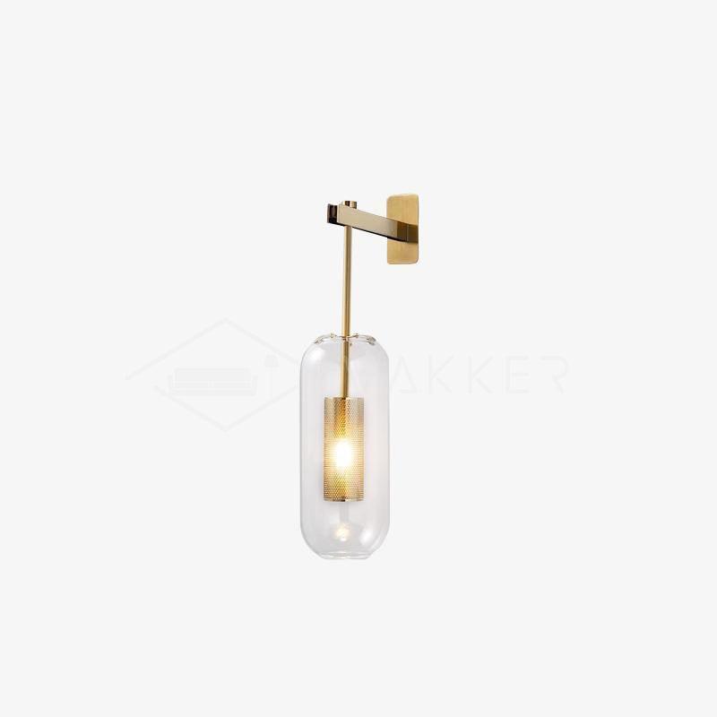 Wandlamp Modern met Glazen Kap en Geperforeerde Metalen Kooi