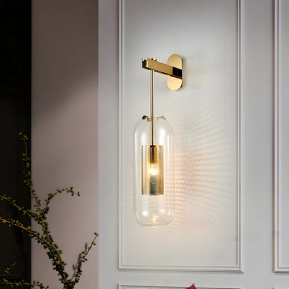 Wandlamp Modern met Glazen Kap en Geperforeerde Metalen Kooi