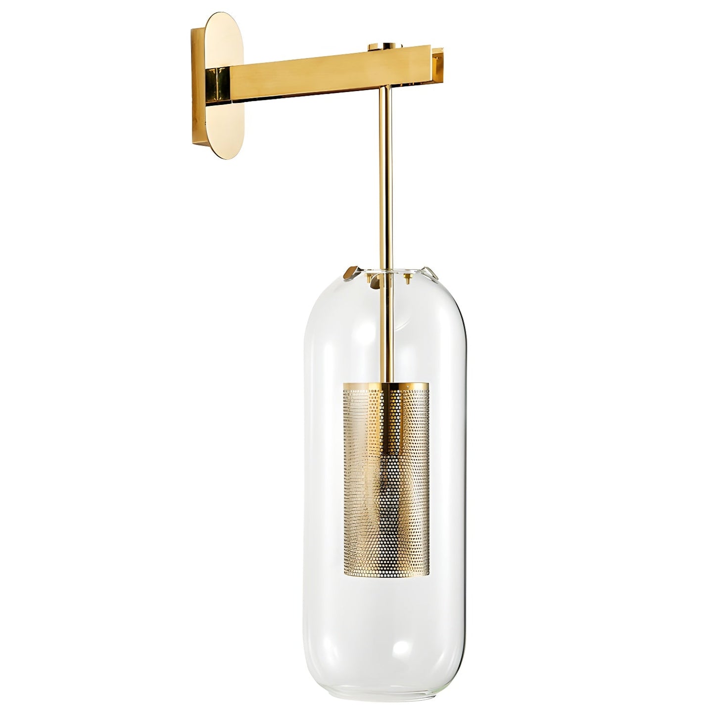 Wandlamp Modern met Glazen Kap en Geperforeerde Metalen Kooi