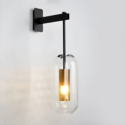 Wandlamp Modern met Glazen Kap en Geperforeerde Metalen Kooi