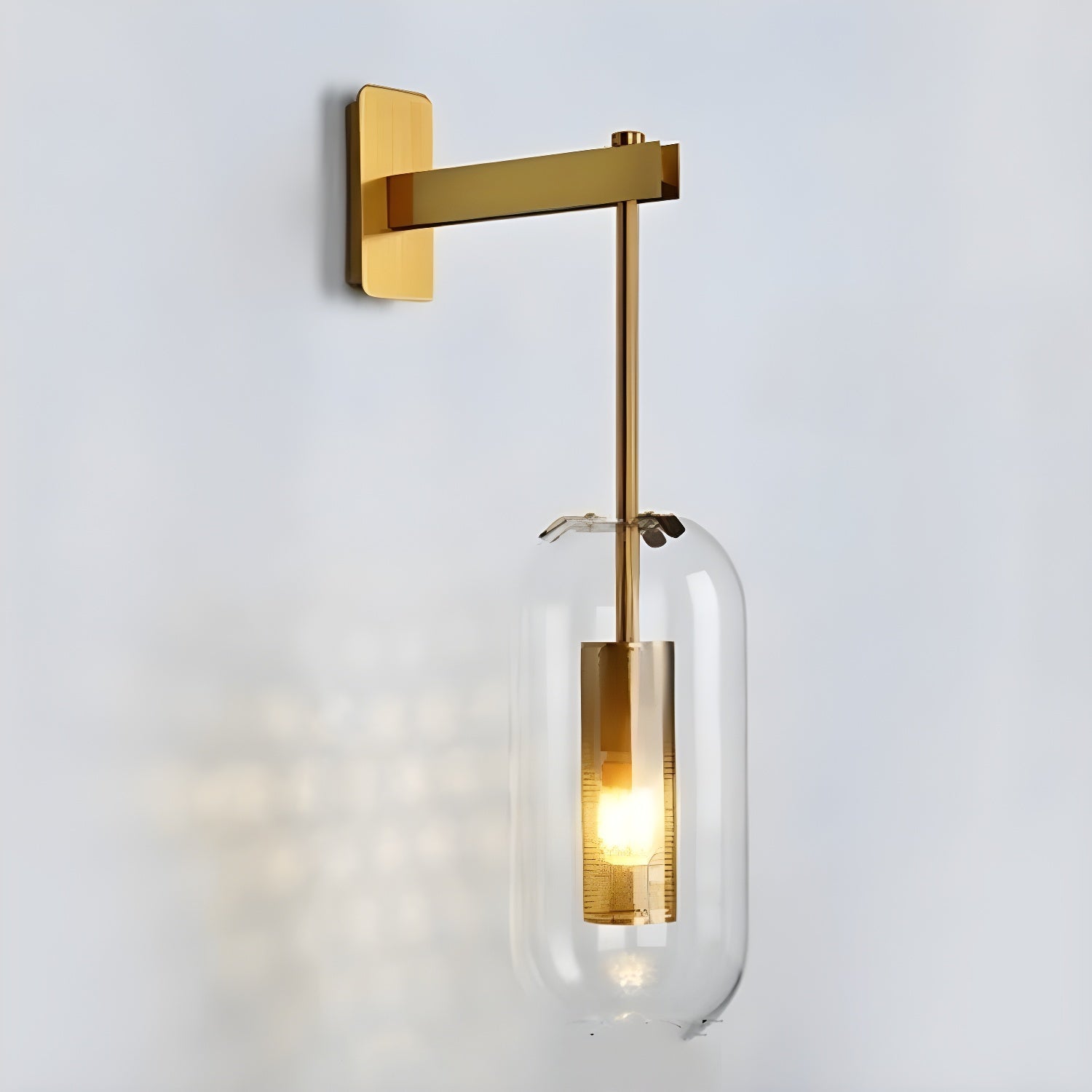 Wandlamp Modern met Glazen Kap en Geperforeerde Metalen Kooi