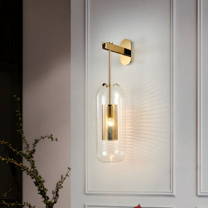 Wandlamp Modern met Glazen Kap en Geperforeerde Metalen Kooi