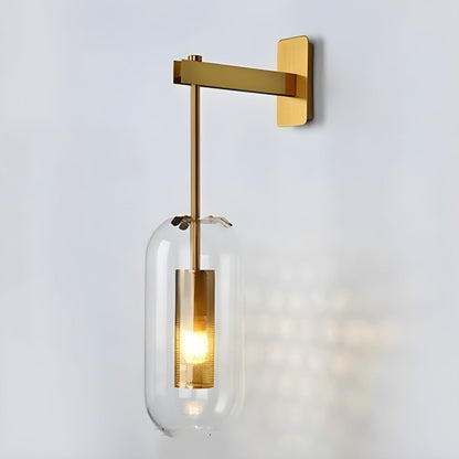 Wandlamp Modern met Glazen Kap en Geperforeerde Metalen Kooi