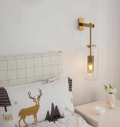 Wandlamp Modern met Glazen Kap en Geperforeerde Metalen Kooi
