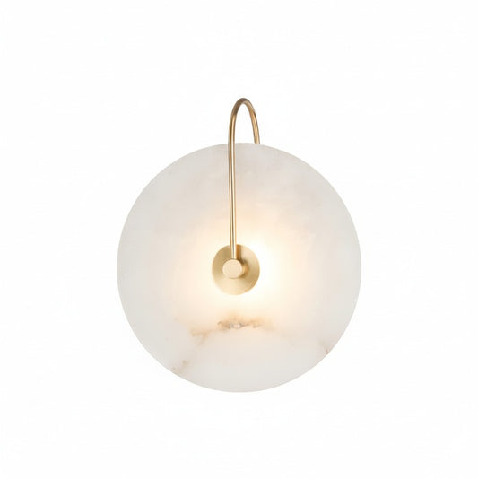 Wandlamp Modern met Rond Marmeren Scherm en Metalen Arm