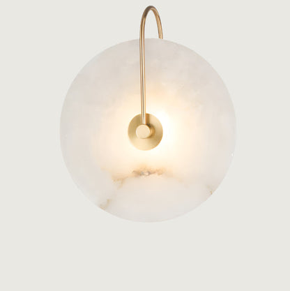 Wandlamp Modern met Rond Marmeren Scherm en Metalen Arm