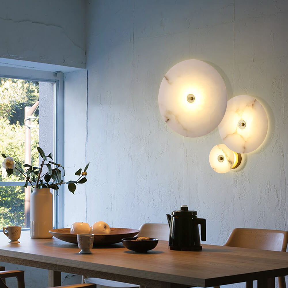 Wandlamp Modern met Ronde Marmeren Kap en Geïntegreerde LED ##POS:12##