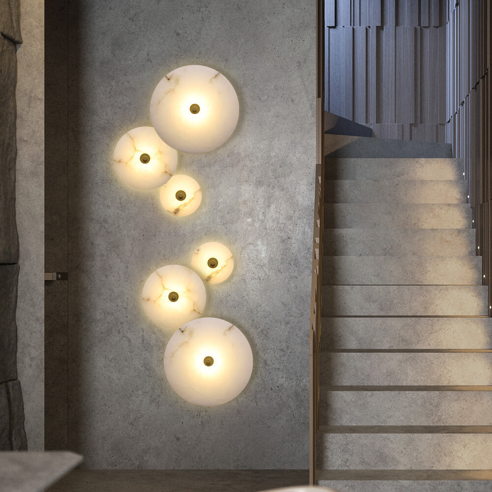 Wandlamp Modern met Ronde Marmeren Kap en Geïntegreerde LED ##POS:2##