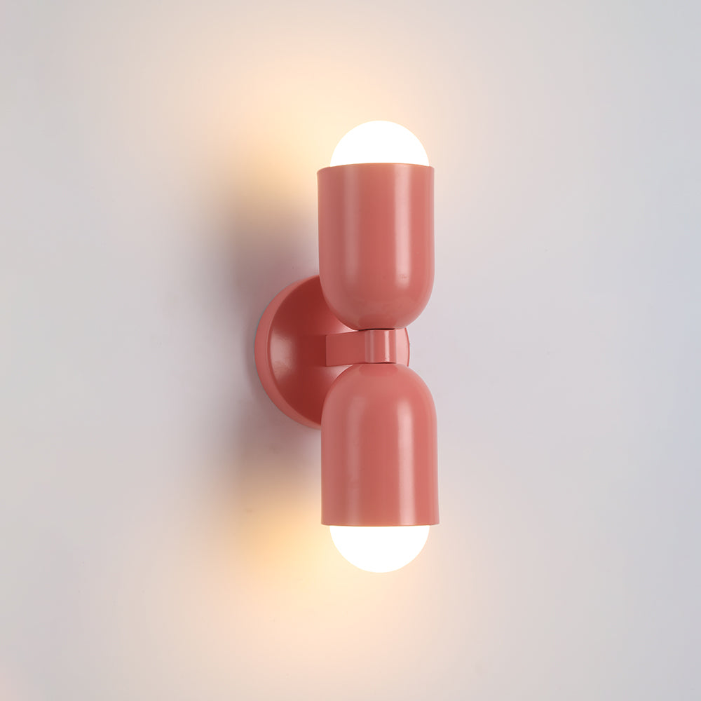 Wandlamp Modern met Twee Lichtpunten en Kleurrijke Cilindervormige Kappen