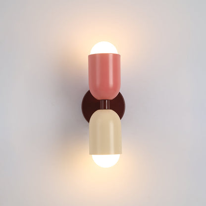 Wandlamp Modern met Twee Lichtpunten en Kleurrijke Cilindervormige Kappen