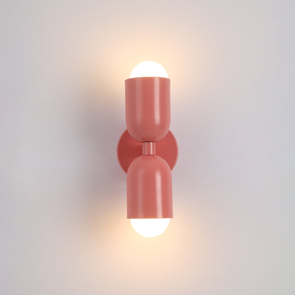 Wandlamp Modern met Twee Lichtpunten en Kleurrijke Cilindervormige Kappen