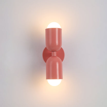 Wandlamp Modern met Twee Lichtpunten en Kleurrijke Cilindervormige Kappen