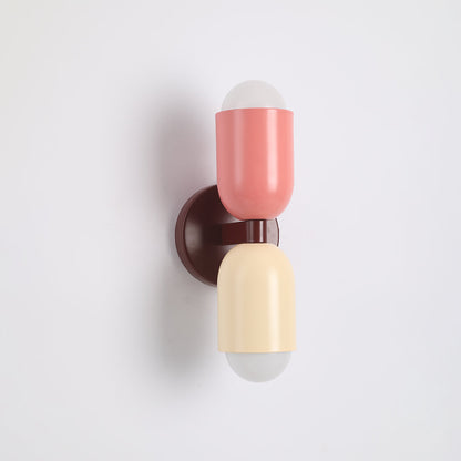 Wandlamp Modern met Twee Lichtpunten en Kleurrijke Cilindervormige Kappen