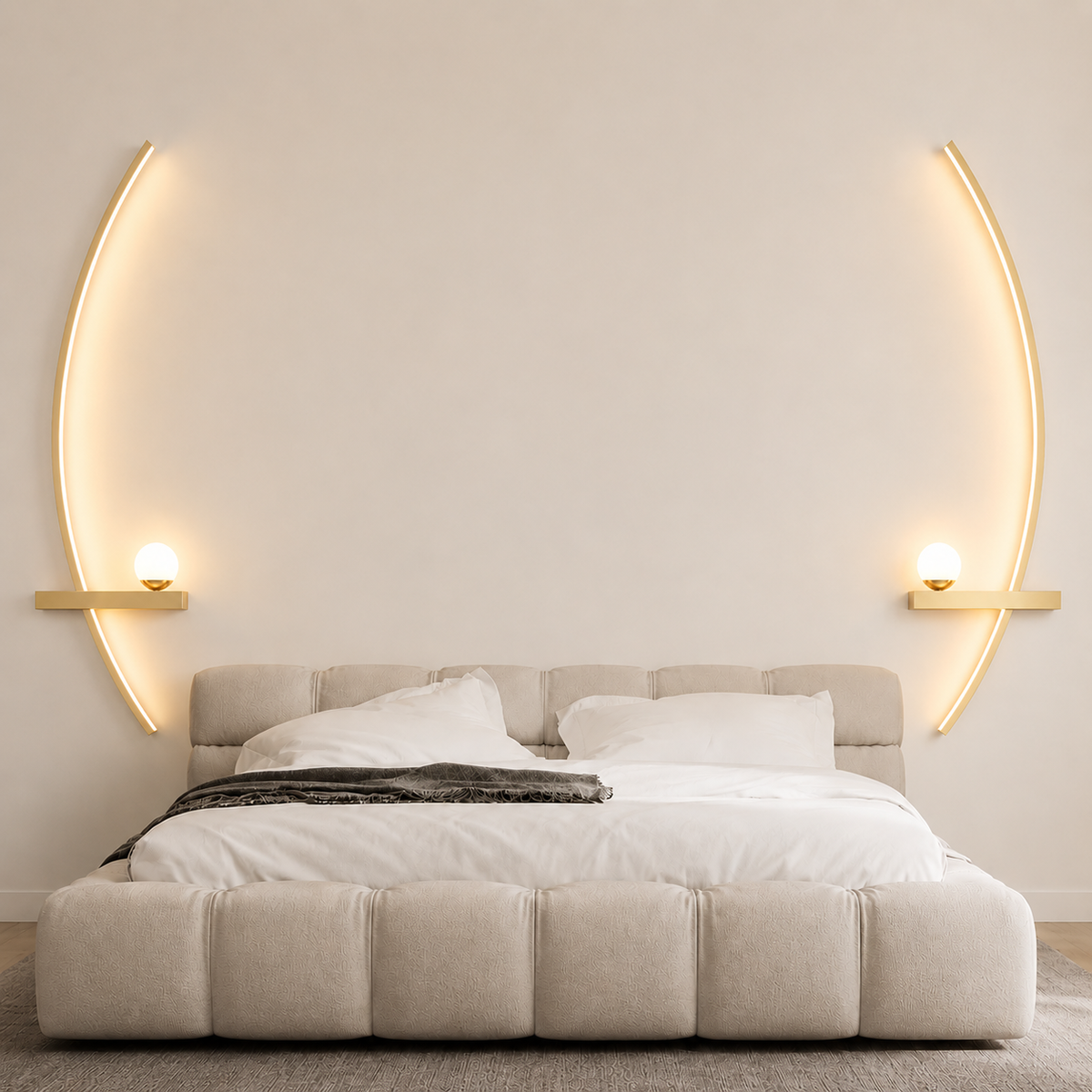 Wandlamp Modern Minimalist met Gebogen LED Strip en Ronde Bol
