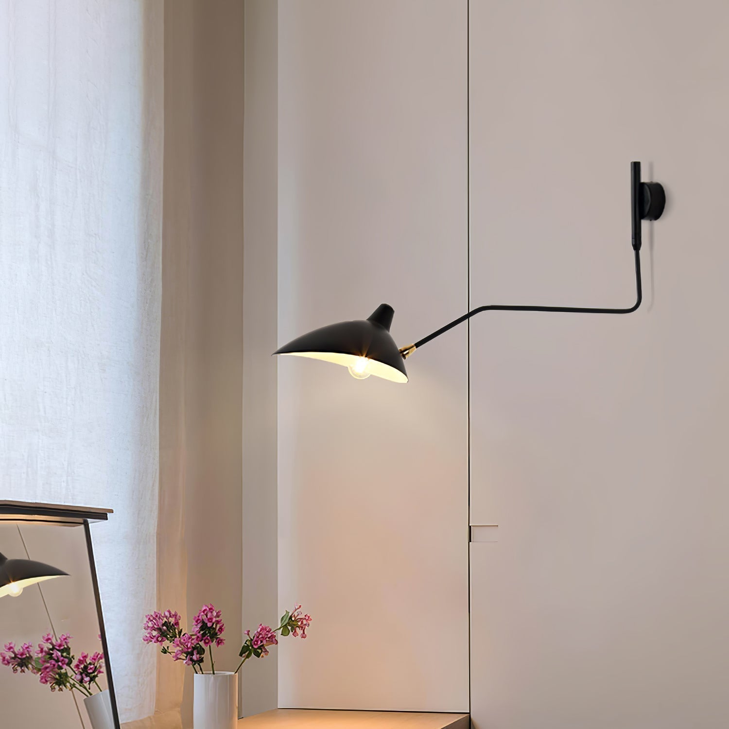 Wandlamp Retro met Draaibare Kap en Verstelbare Zwenkarm