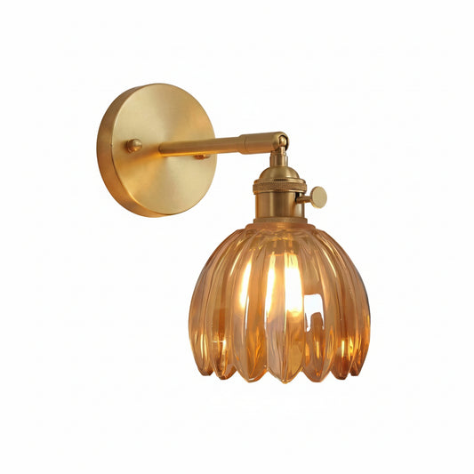 Wandlamp Retro met Gedraaid Glazen Kap en Verstelbare Arm