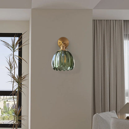 Wandlamp Retro met Gedraaid Glazen Kap en Verstelbare Arm