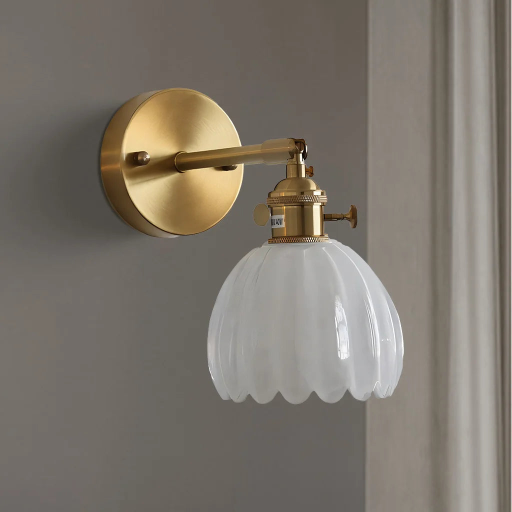 Wandlamp Retro met Gedraaid Glazen Kap en Verstelbare Arm
