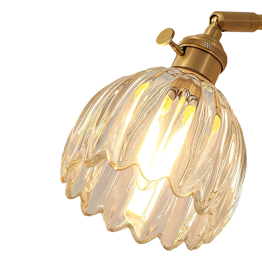 Wandlamp Retro met Gedraaid Glazen Kap en Verstelbare Arm