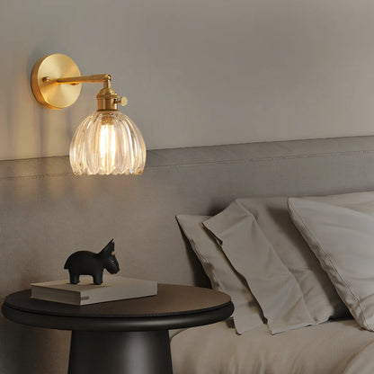 Wandlamp Retro met Gedraaid Glazen Kap en Verstelbare Arm
