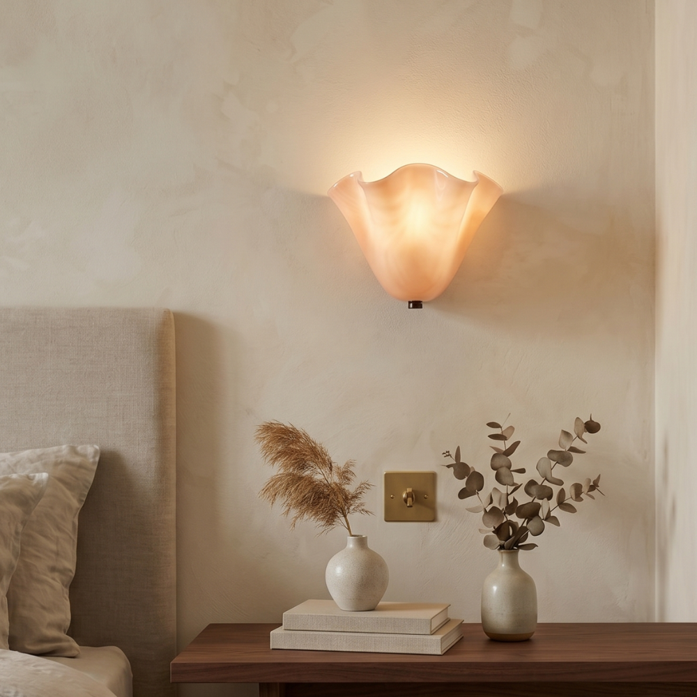 Wandlamp Retro met Golvende Glazen Kap