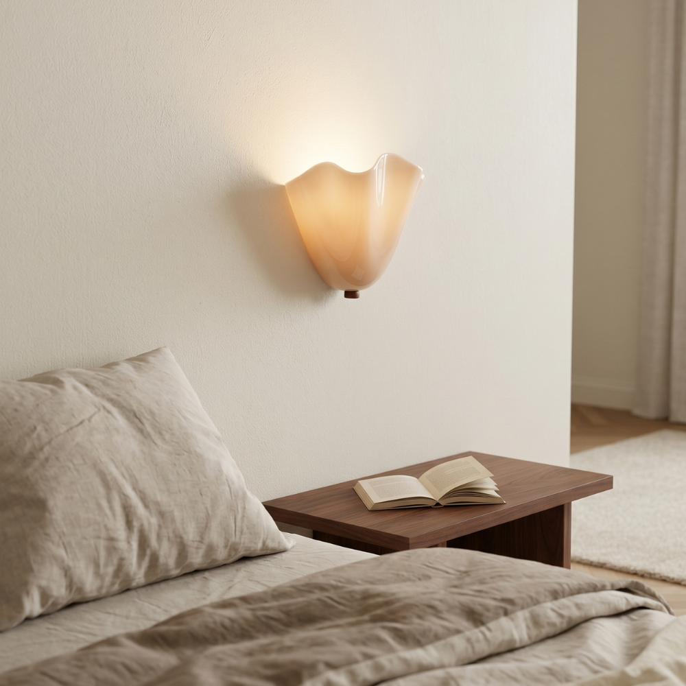 Wandlamp Retro met Golvende Glazen Kap