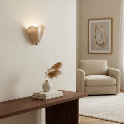 Wandlamp Retro met Golvende Glazen Kap