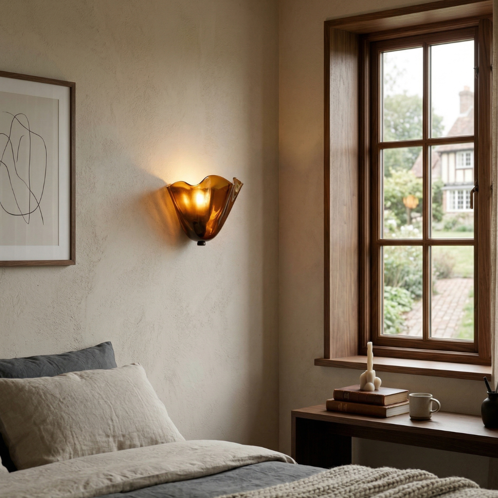 Wandlamp Retro met Golvende Glazen Kap