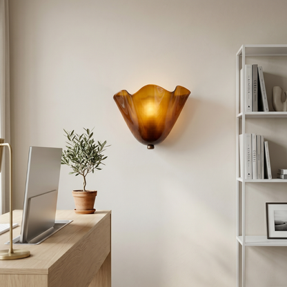 Wandlamp Retro met Golvende Glazen Kap