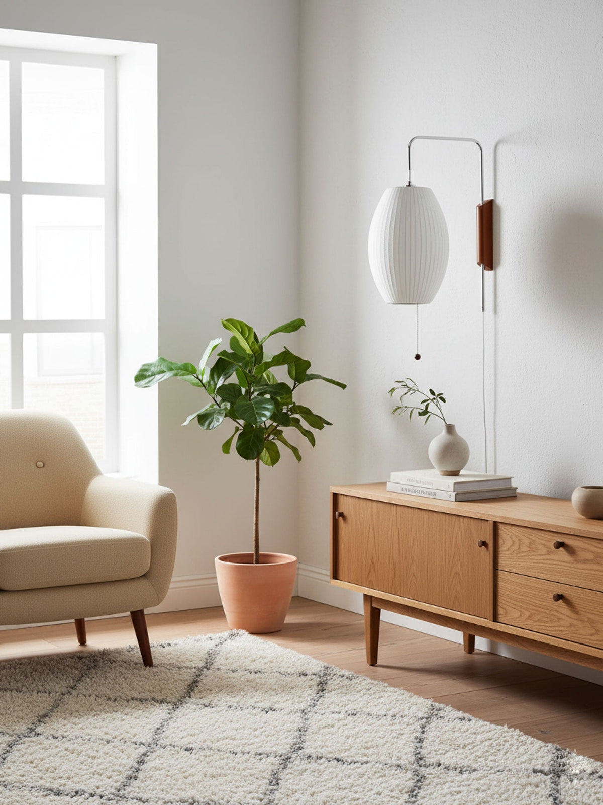 Wandlamp Retro met Verstelbare Arm en Bolvormige Kap met Trekschakelaar