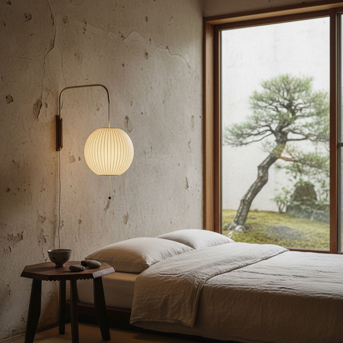 Wandlamp Retro met Verstelbare Arm en Bolvormige Kap met Trekschakelaar