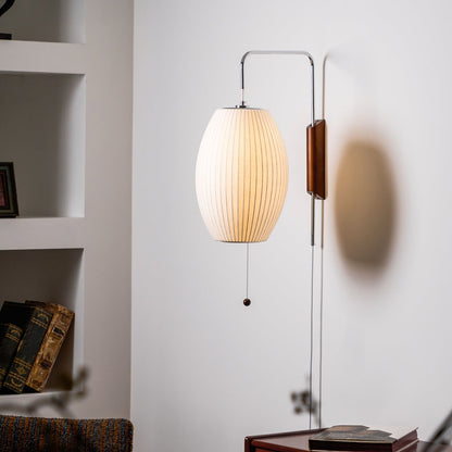 Wandlamp Retro met Verstelbare Arm en Bolvormige Kap met Trekschakelaar