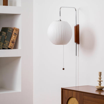 Wandlamp Retro met Verstelbare Arm en Bolvormige Kap met Trekschakelaar